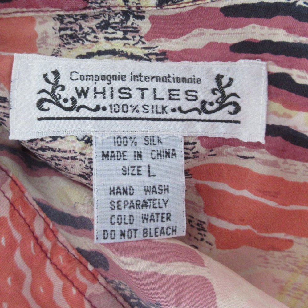 Men's WHISTLES Men's 100% Silk Shirt Sz Large Button Up Short Sleeve Multicolor - Picture 11 of 12